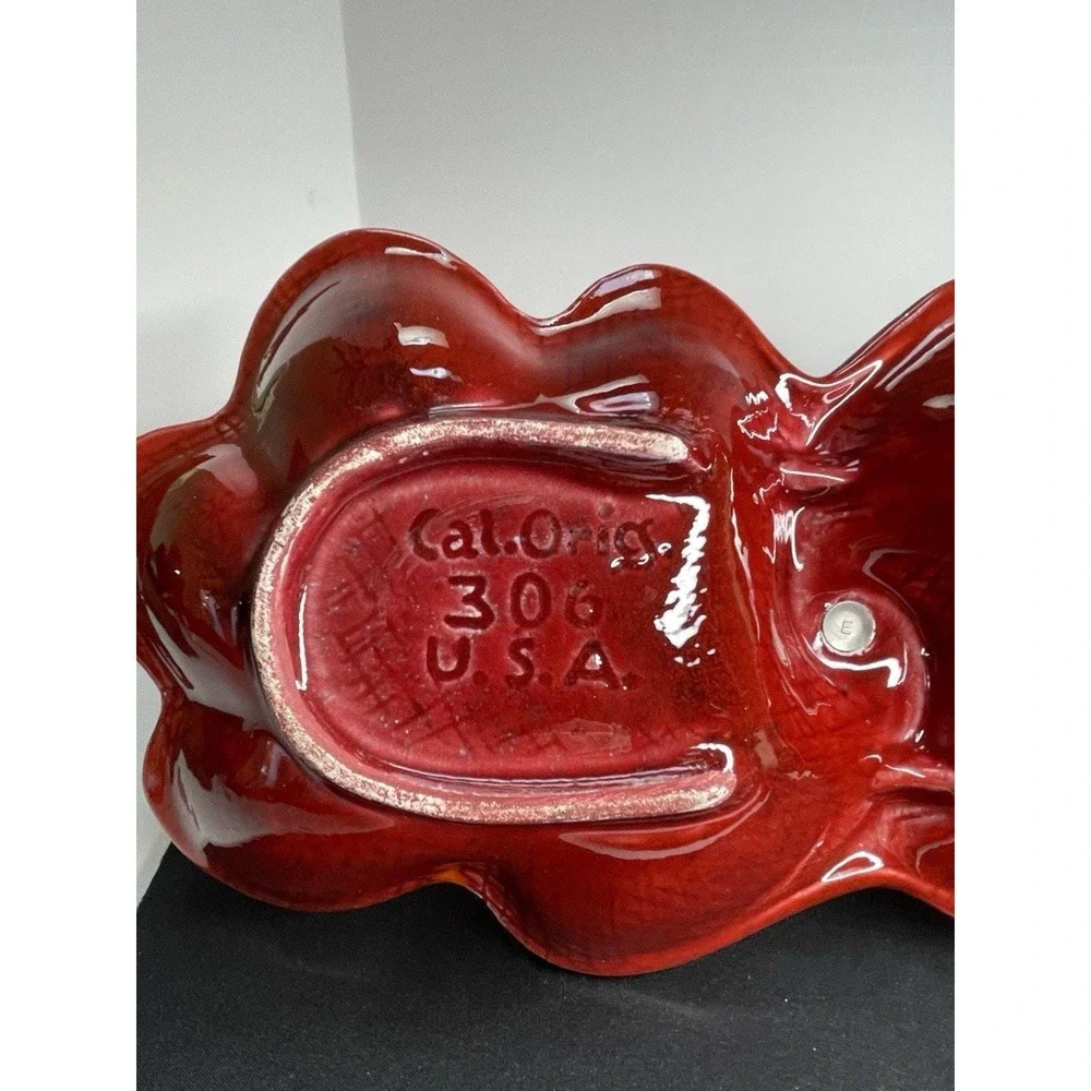 Vintage‎ 1960s California Pottery Orange Tones 306 Candy Dish Relish Tidbit Tray